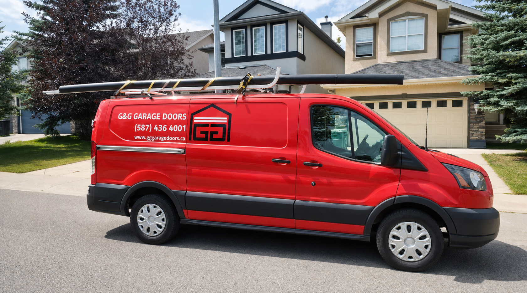G&G Garage Doors service van providing residential garage door service near Calgary